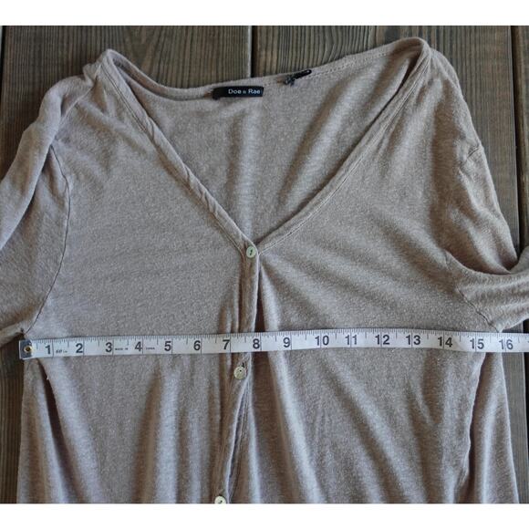 Doe & Rae Cardigan Sweater Womens Small Taupe Long Duster Lightweight Lagenlook - Picture 6 of 11